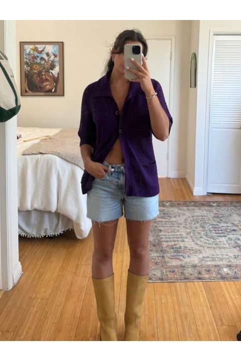 Purple Knit Button Down