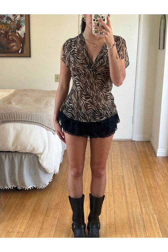 Animal Print Sheer Top