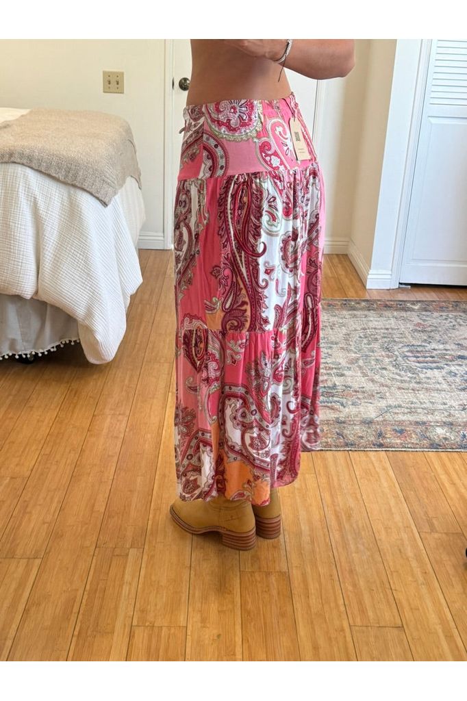 Pink Paisley Maxi Skirt