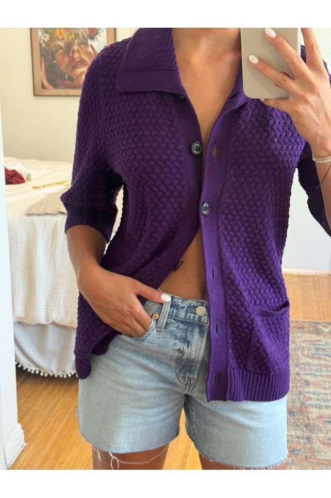 Purple Knit Button Down