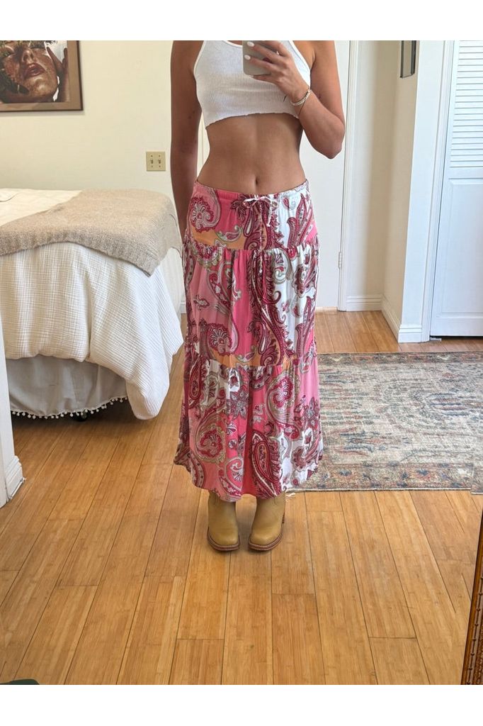 Pink Paisley Maxi Skirt