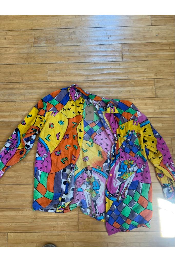 Funky Printed 100% Silk Button Up