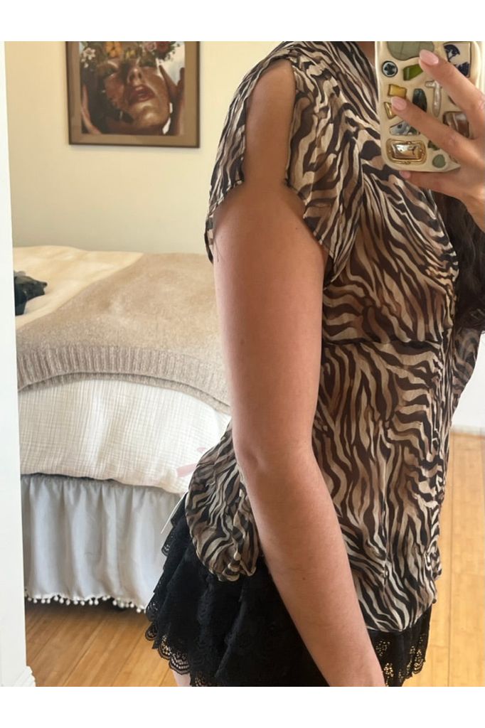 Animal Print Sheer Top