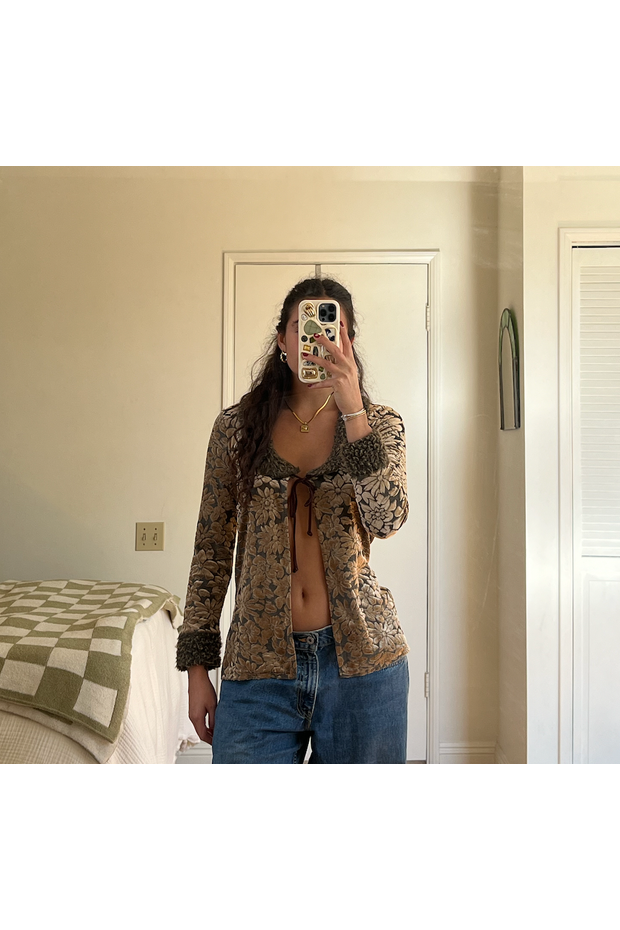 Vintage Brown and Gold Faux Fur Top