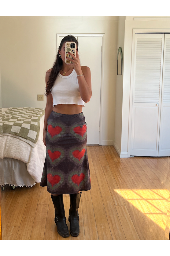 Omighty Tie Dye Heart Midi Skirt