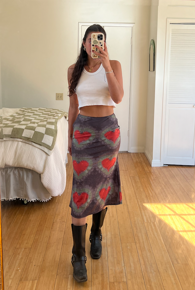 Omighty Tie Dye Heart Midi Skirt