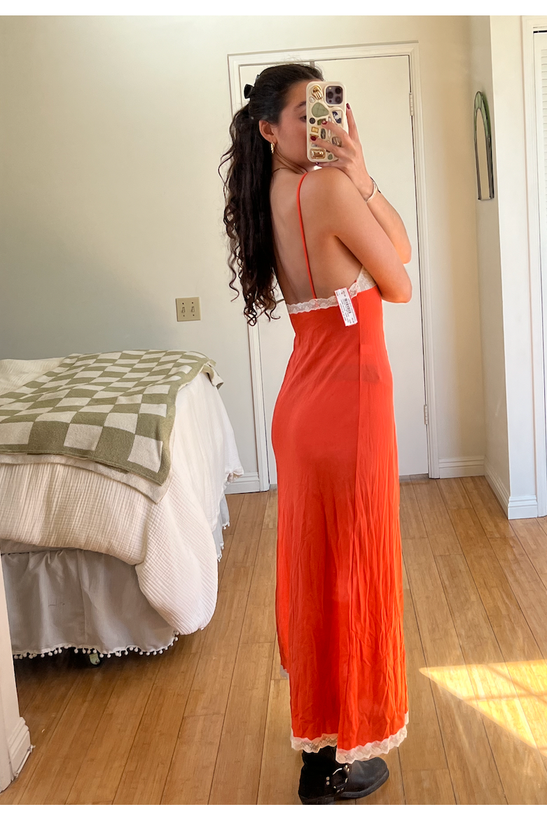 Vintage Orange + Cream Maxi Dress