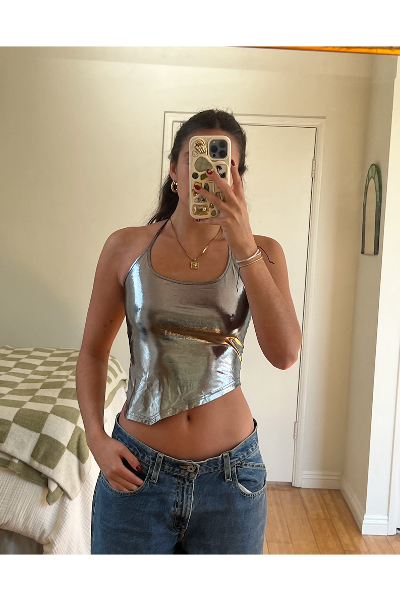 Metallic Halter Top