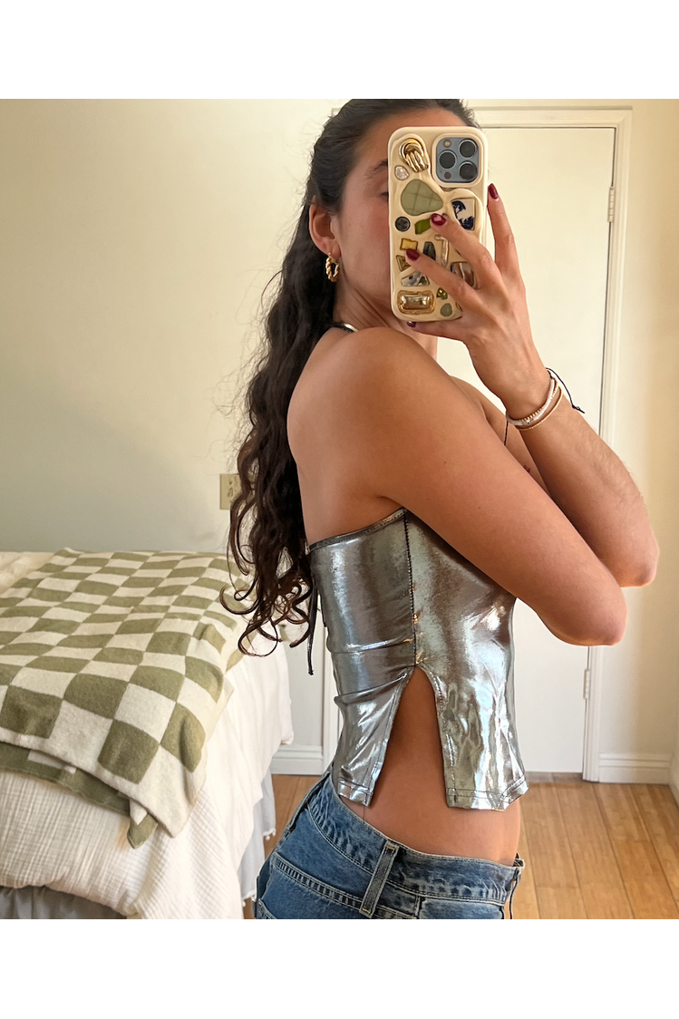 Metallic Halter Top