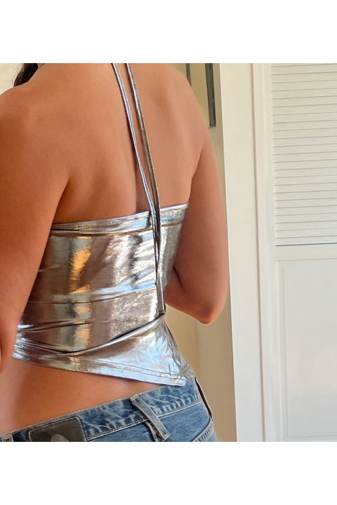 Metallic Halter Top