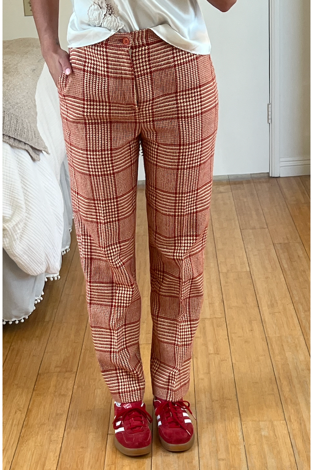 Vintage Red and Cream Plaid Pants