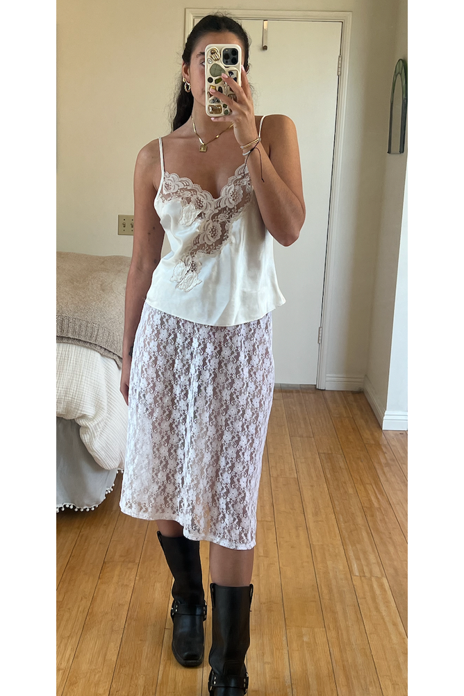 White Lace Midi Skirt