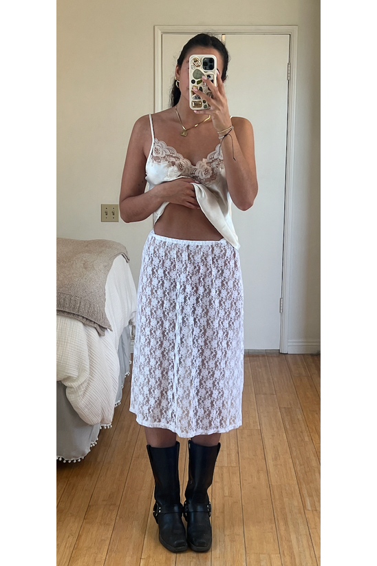 White Lace Midi Skirt