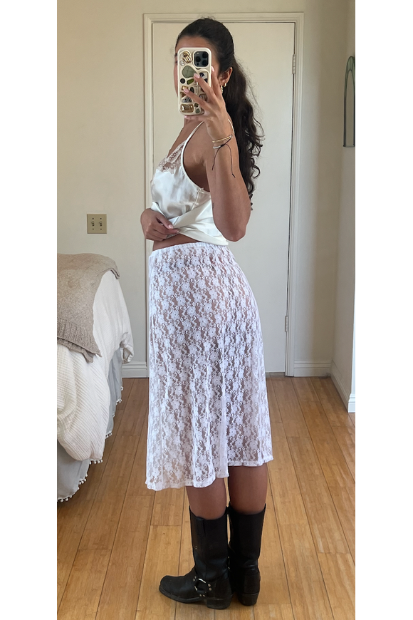 White Lace Midi Skirt