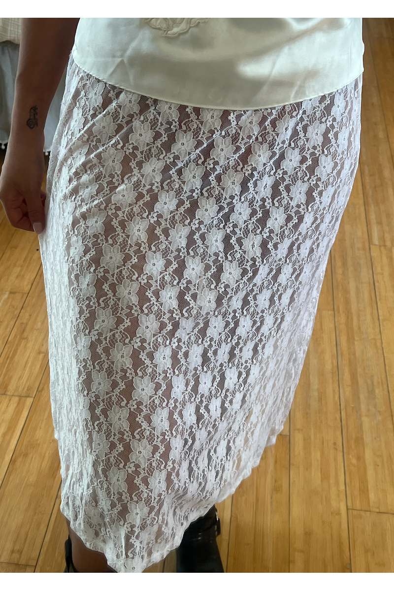 White Lace Midi Skirt