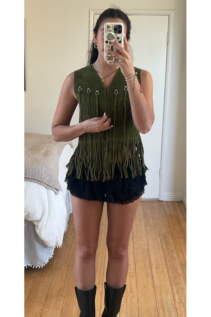 Vintage Green Suede Vest