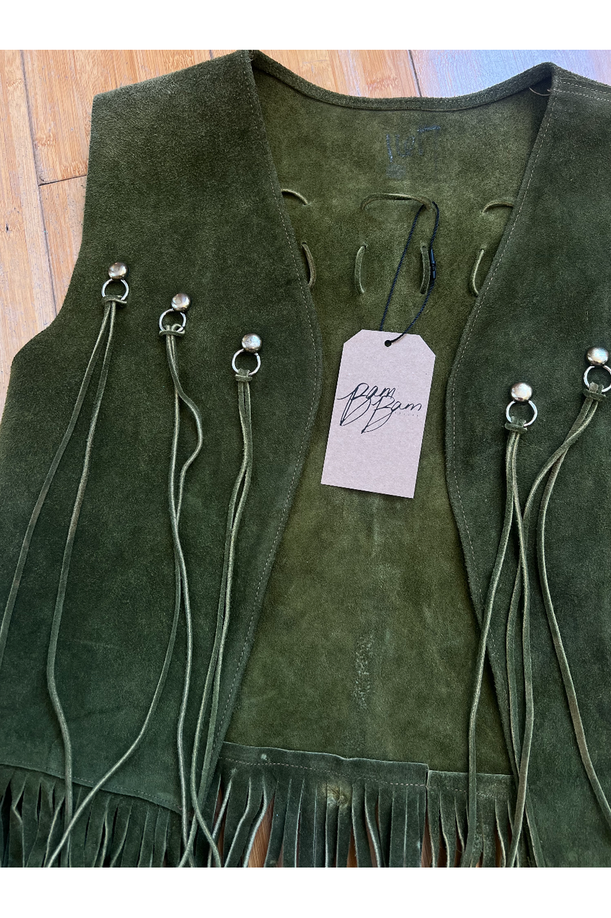 Vintage Green Suede Vest