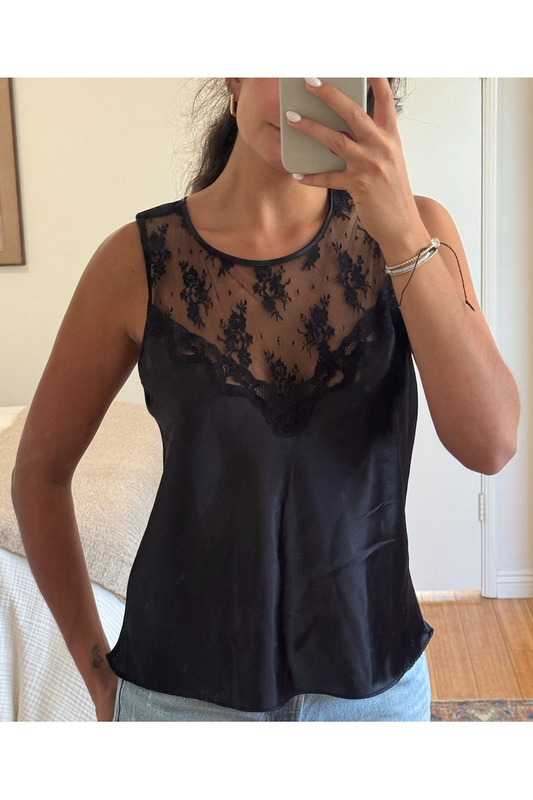 Black Lace Silky Top